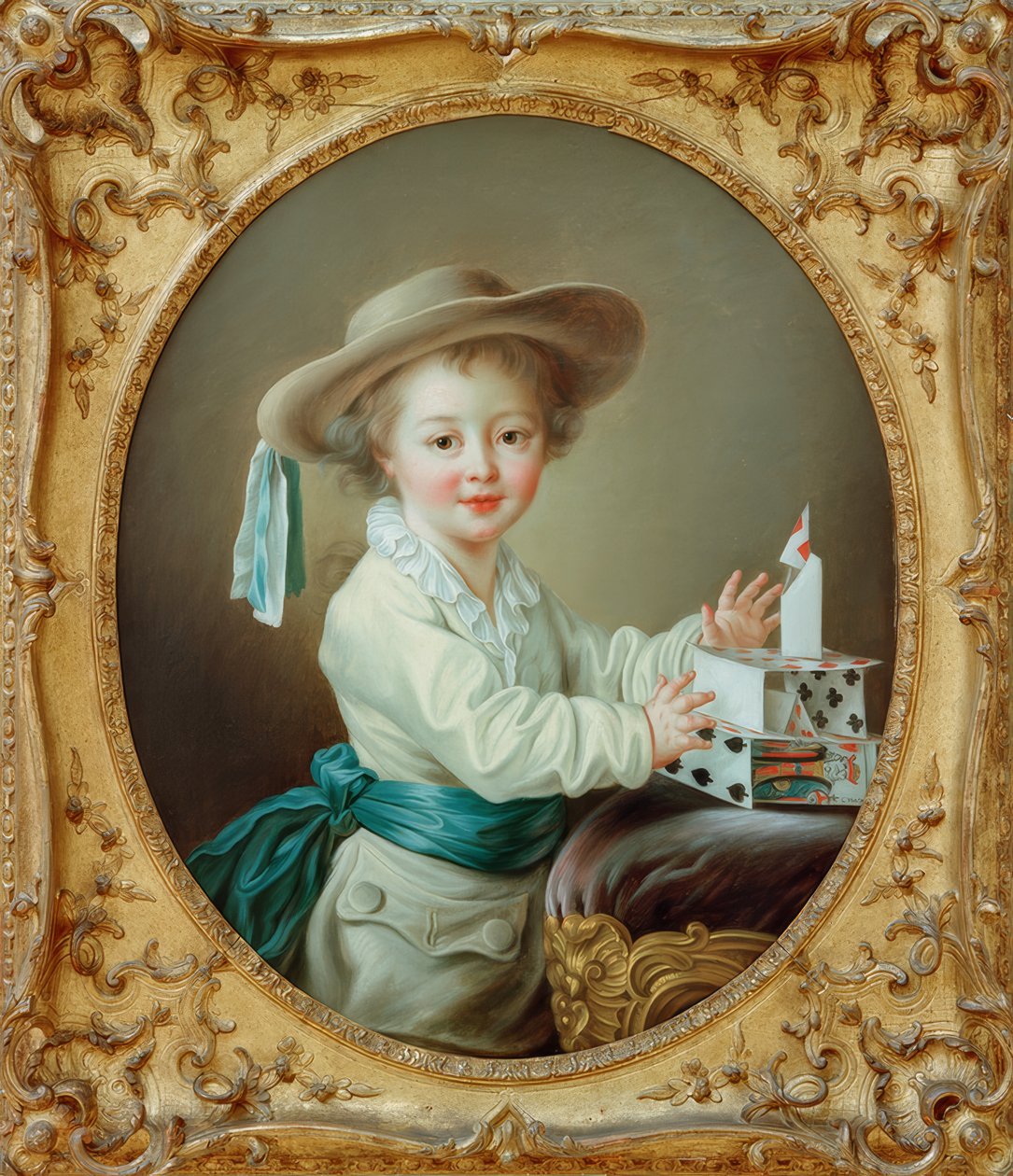 Little Boy Building a House of Cards by Francois Hubert Drouais