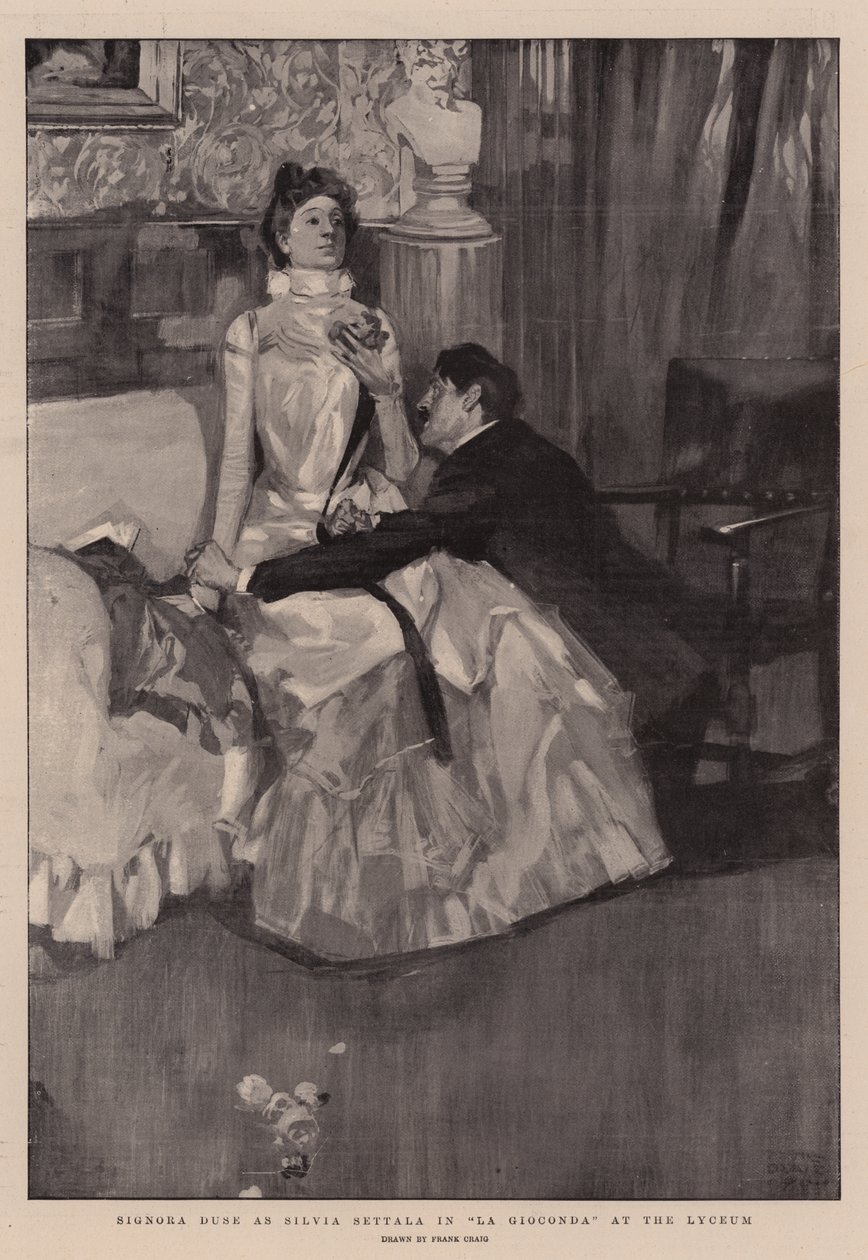 Signora Duse as Silvia Settala in La Gioconda at the Lyceum by Frank Craig