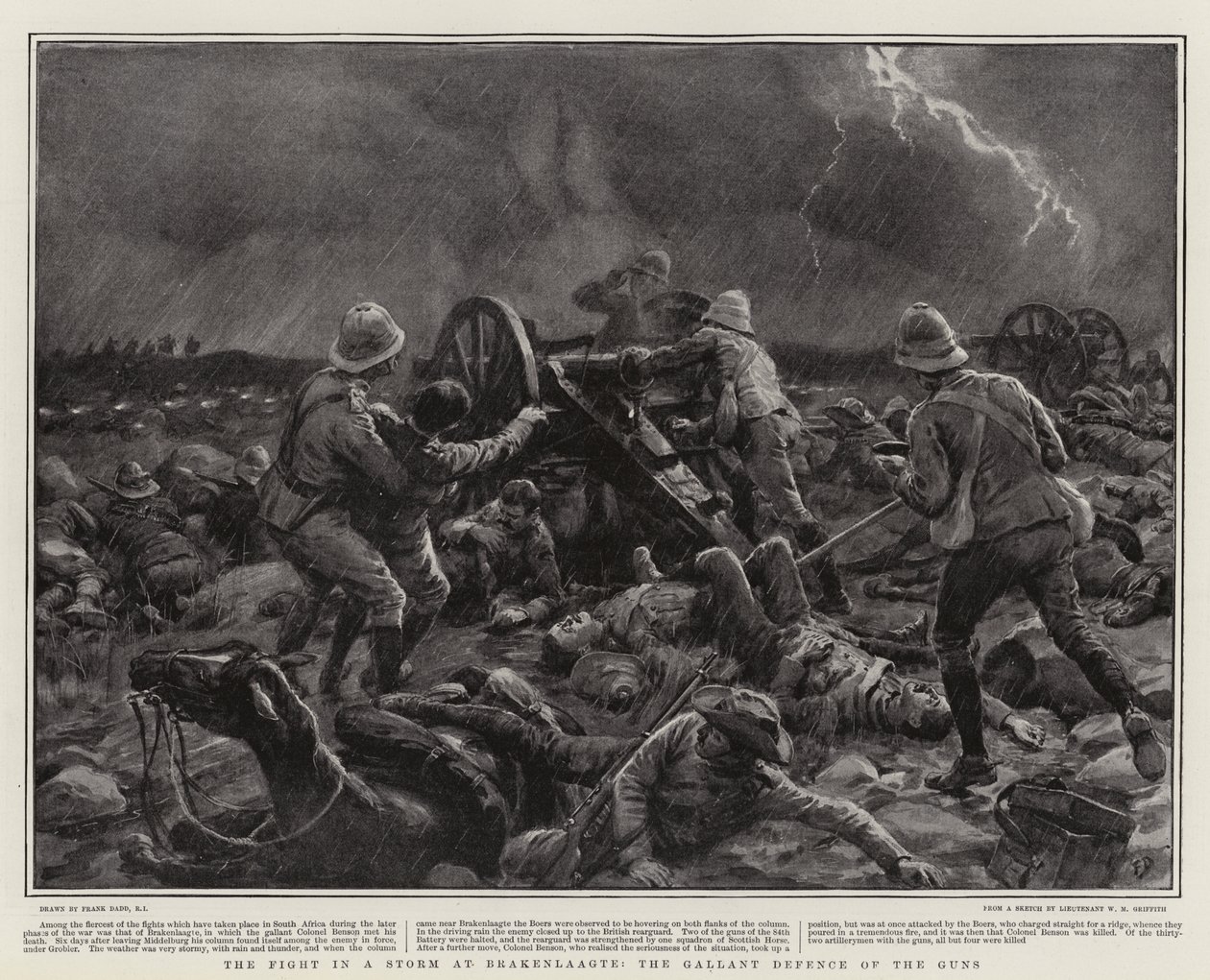 The Fight in a Storm at Brakenlaagte, the Gallant Defence of the Guns by Frank Dadd