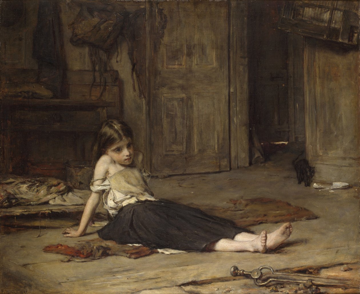 Girl by the Fireside, 1867 by Frank Holl