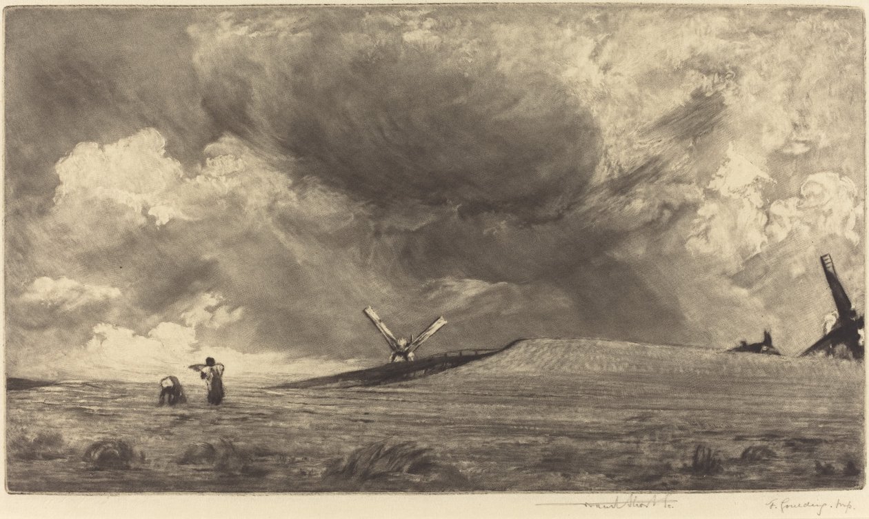 A Sussex Down by Frank Short, after John Constable