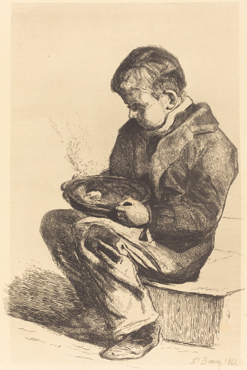 Boy Eating Soup by François Bonvin