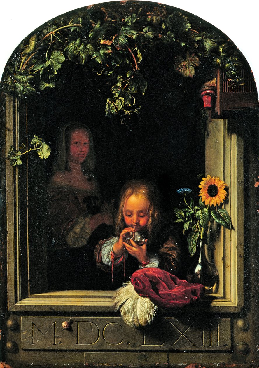 Boy Blowing Bubbles by Frans van Mieris