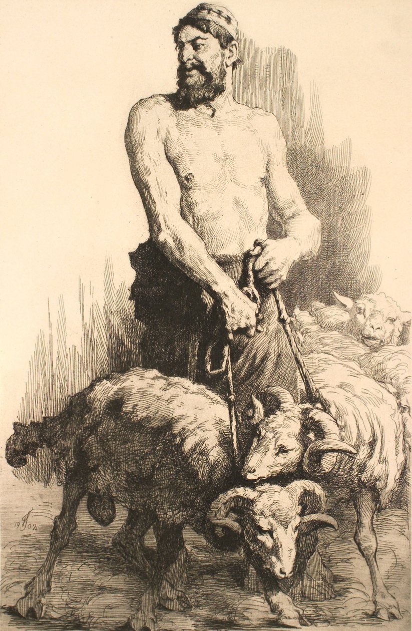 The Shepherd with the Rams by Frans Schwartz