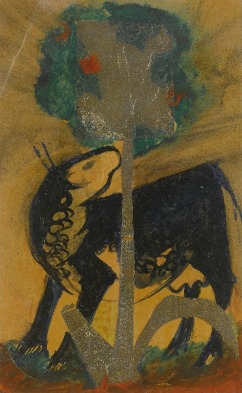 Black Cow behind Tree by Franz Marc