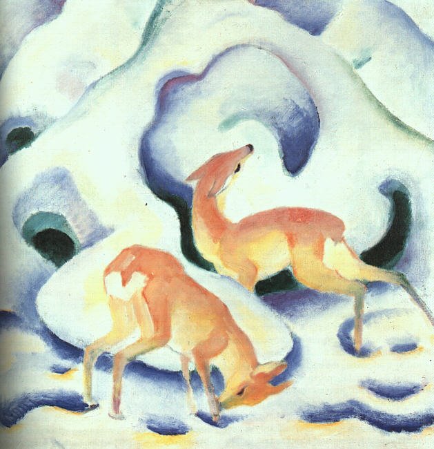 Deer in the Snow by Franz Marc