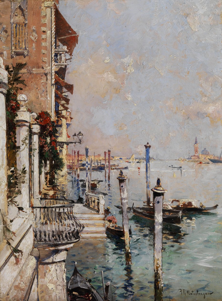 Venice, View from a Canal over the Grand Canal towards the Church of San Giorgio by Franz Richard Unterberger