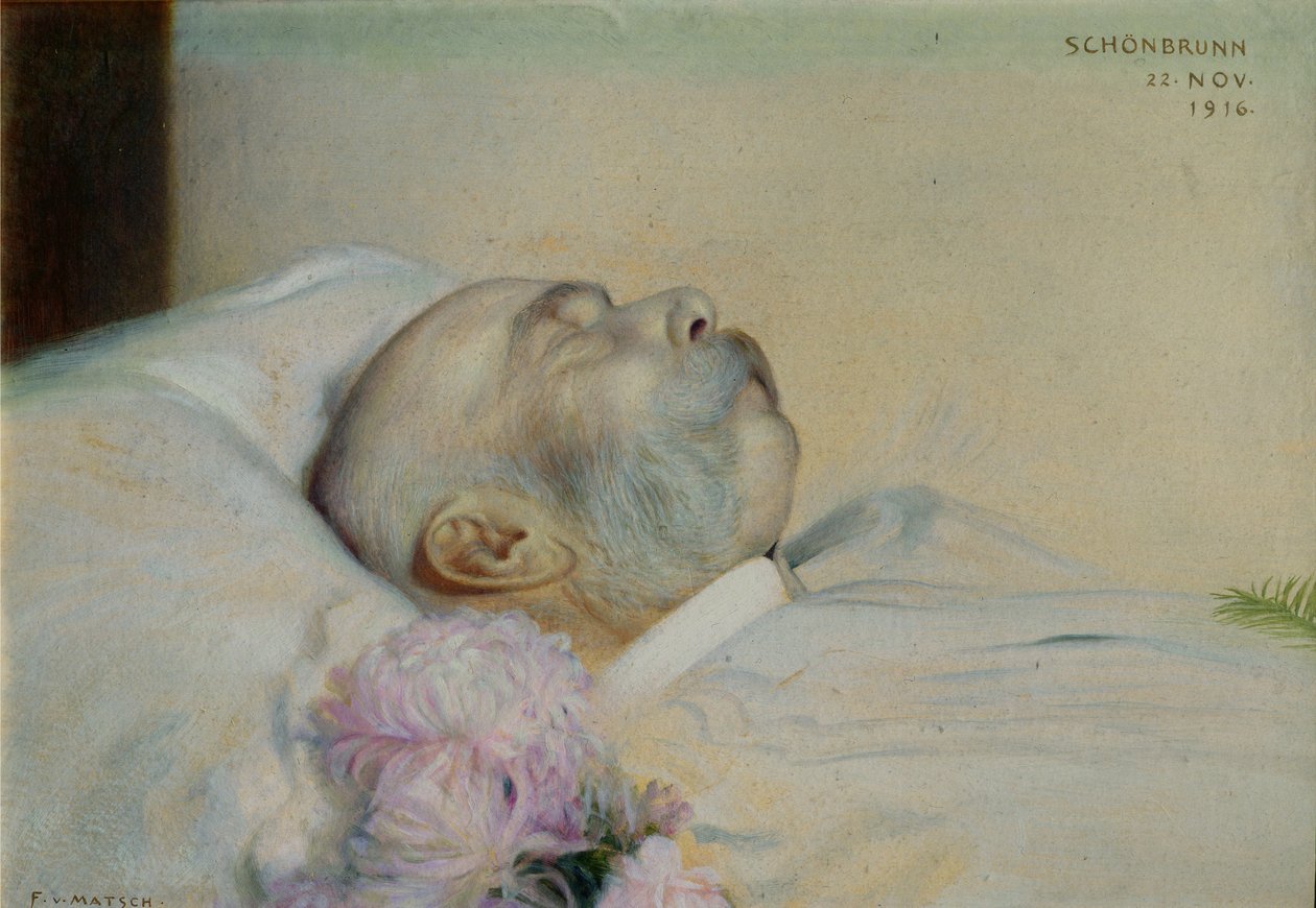 Emperor Franz Joseph I of Austria on His Death-Bed, 1916 by Franz von Matsch