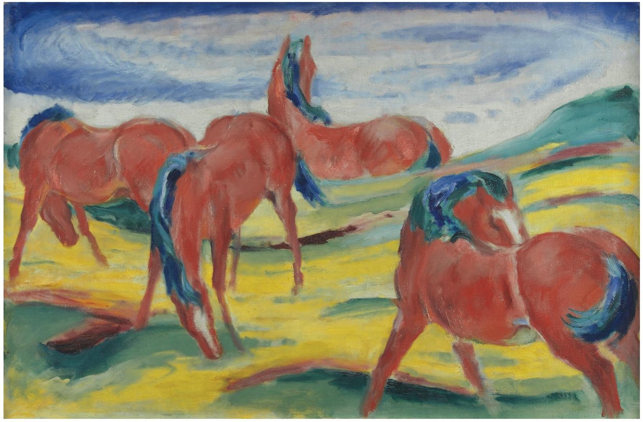Grazing Horses III by Franz Marc