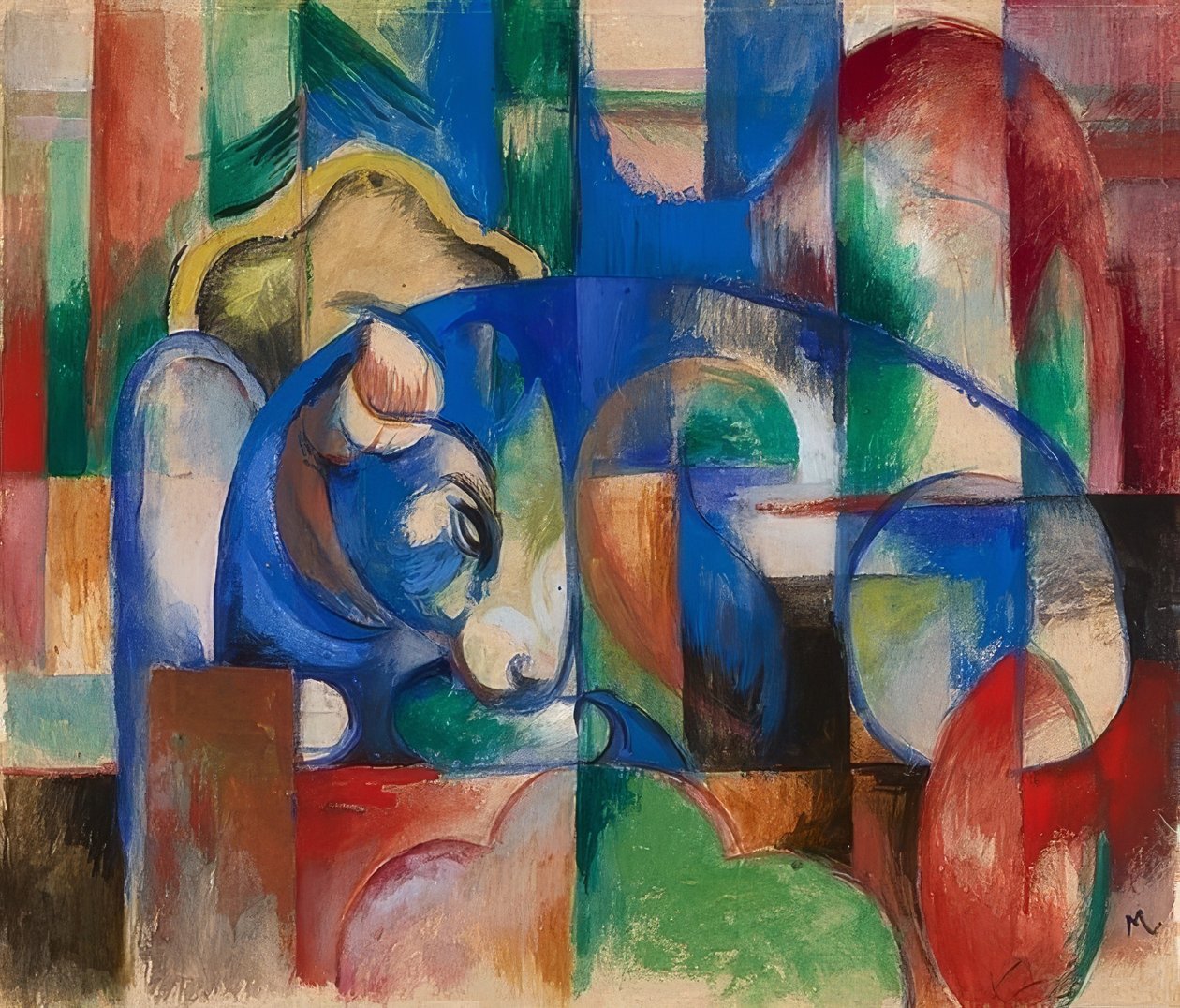 Reclining Bull by Franz Marc