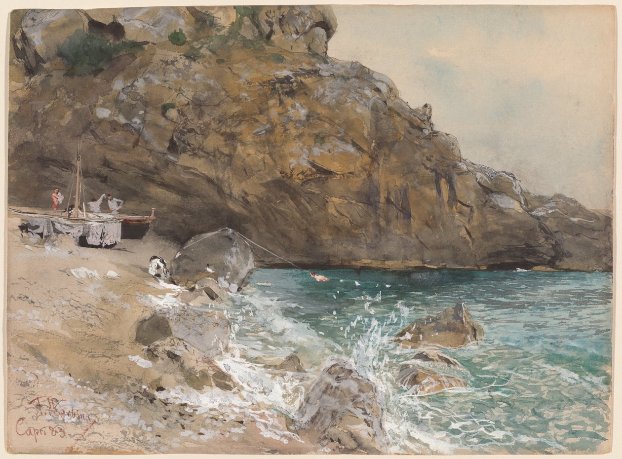 The Beach at Marina Piccola, Capri by Franz Skarbina