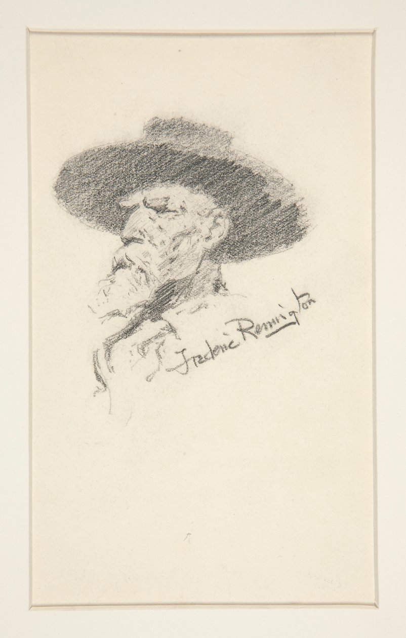 Head of a man by Frederic Remington