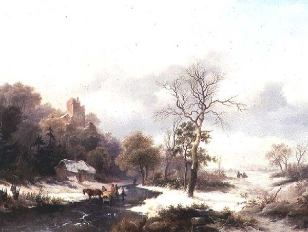 Travellers in a Winter Landscape by Frederick Marianus Kruseman