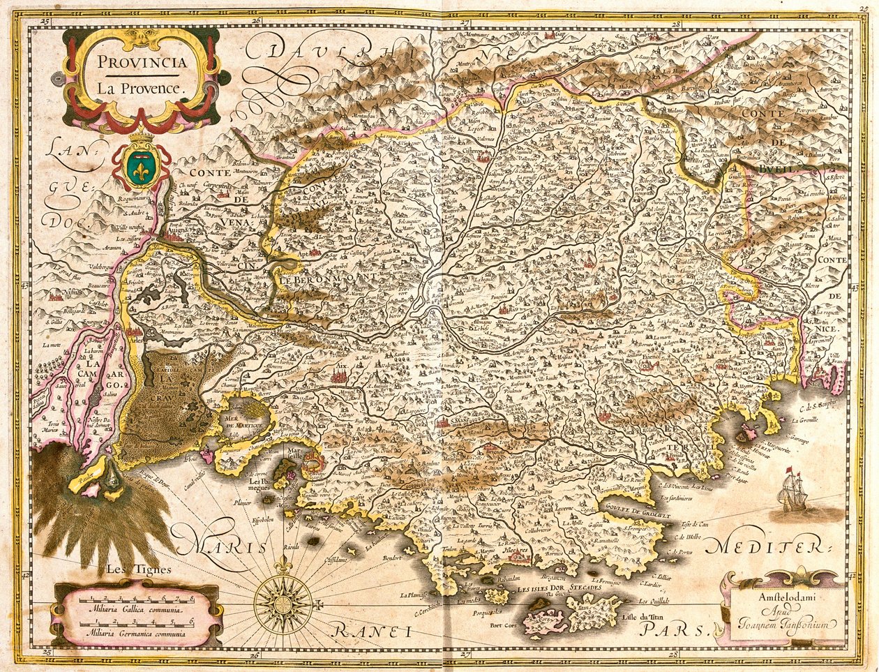 Map of Provence (France) (etching) by Frederick de Wit