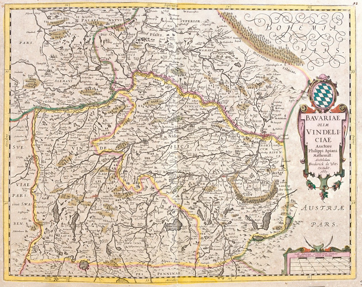 Map of Bavaria, Germany by Frederick de Wit