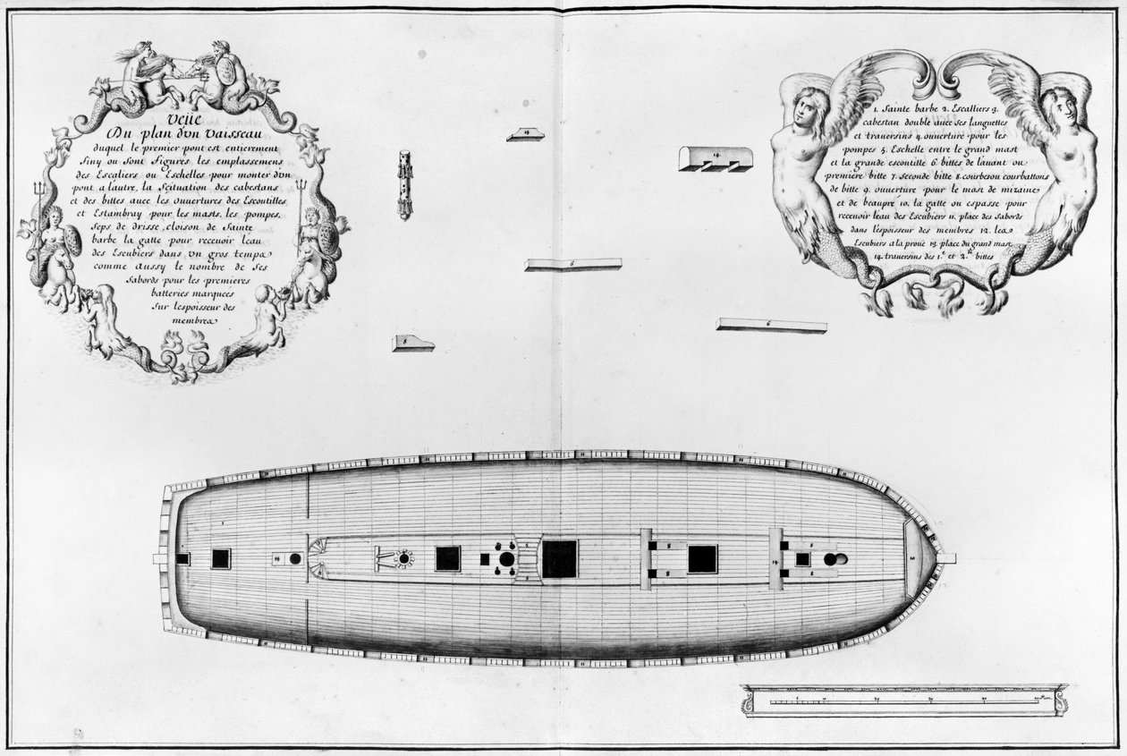 Plan of a vessel with a completed first deck, illustration from the 