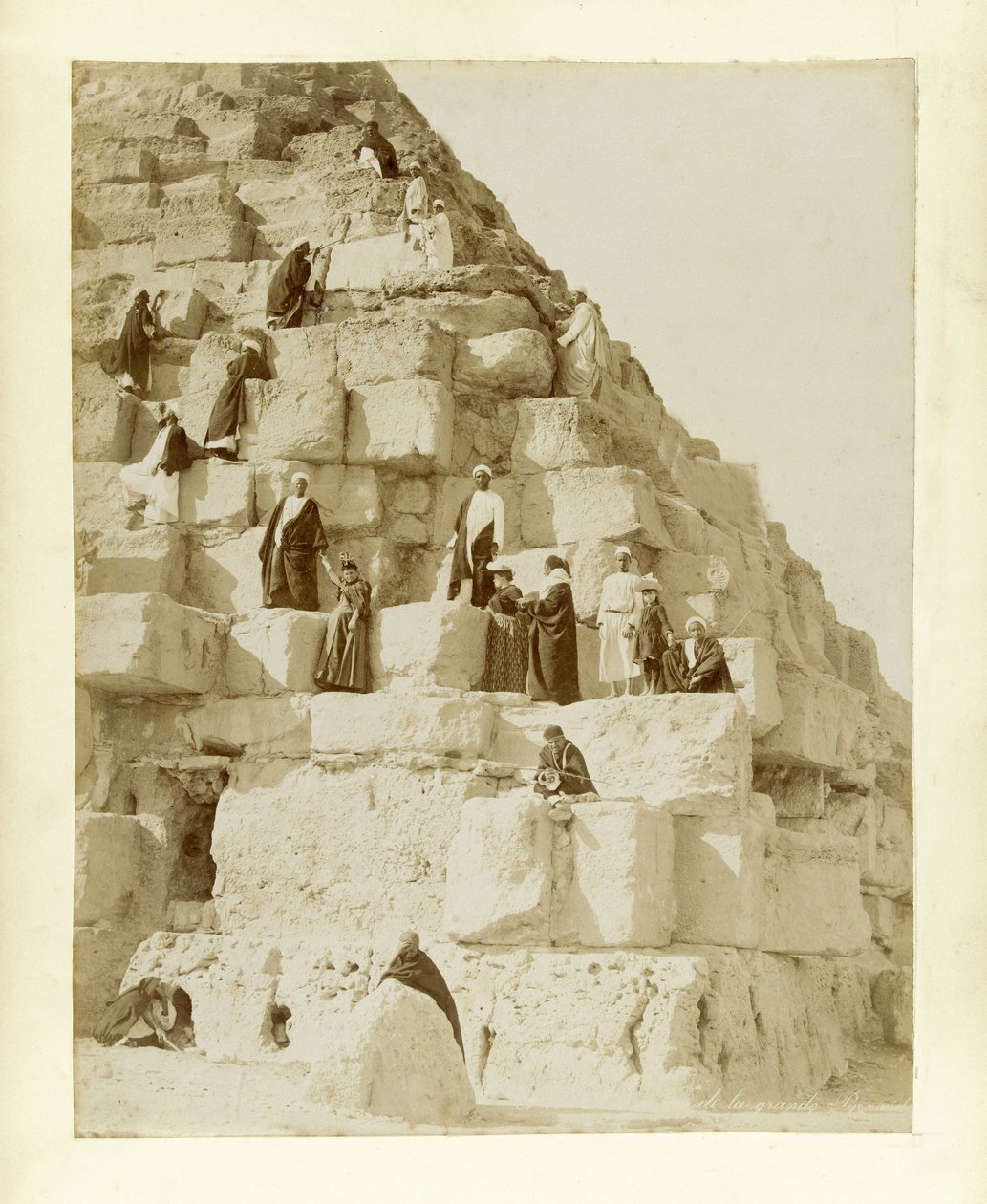 Tourists at the Great Pyramid of Giza by French Photographer