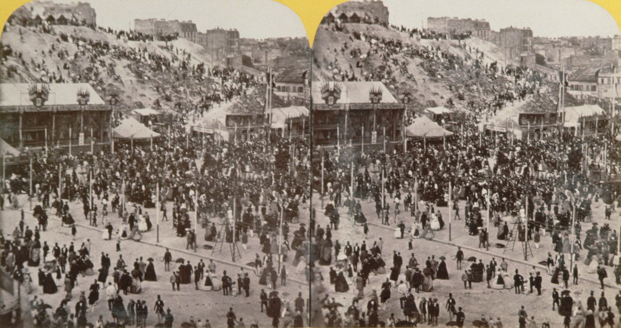 Celebration in Montmartre, Paris, stereoscopic view, c.1860 by French School