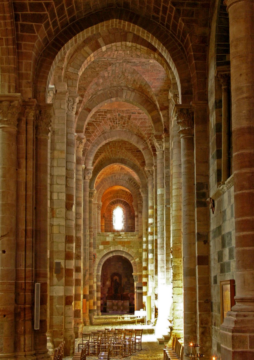 Depicting a view of the south aisle by French School