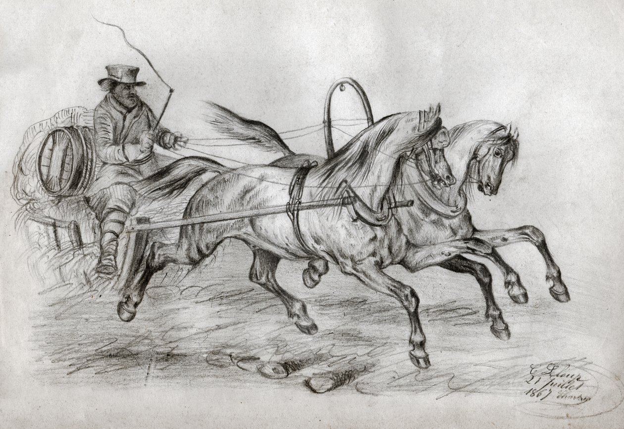 Horse car by French School