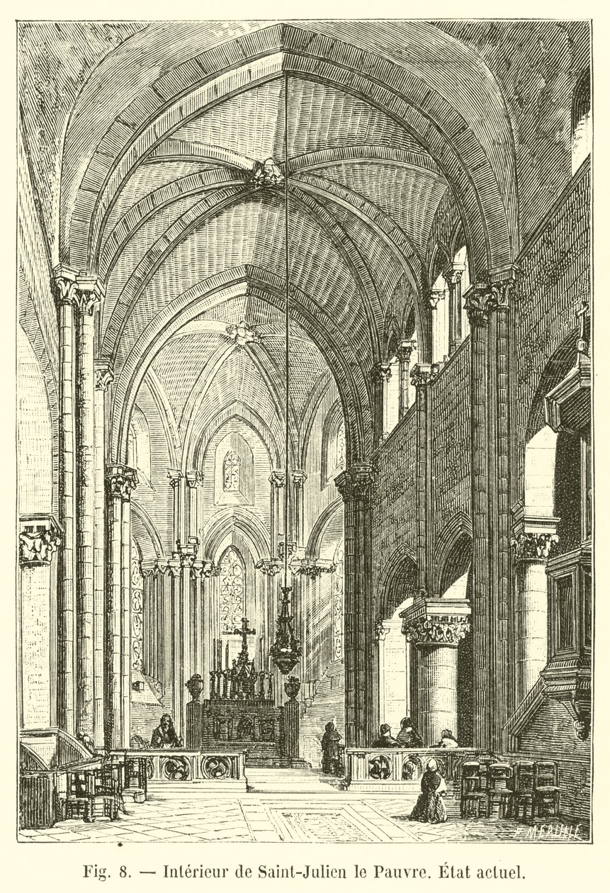 Interior of Saint-Julien le Pauvre, current state by French School