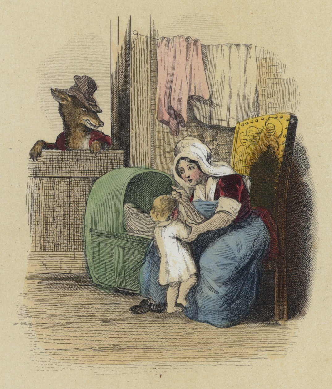 The Wolf, the Mother, and the Child by French School