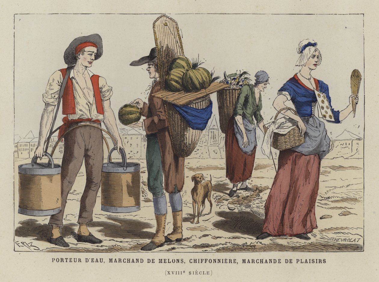 Street Traders, 18th Century by French School