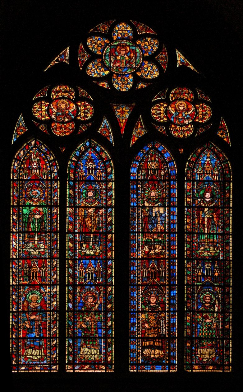 Window w201 depicting SaintPopes and Deacons by French School