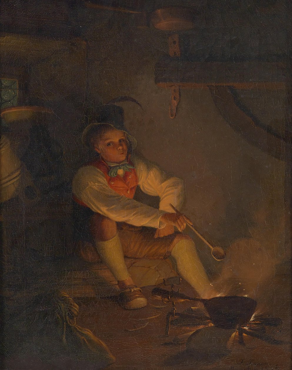 Little Cook at the Fireplace by Friedrich Simon