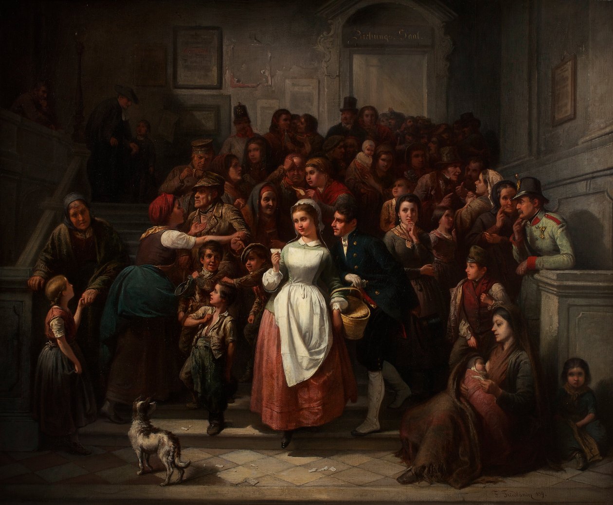 After the Lottery Drawing by Friedrich Friedländer Ritter von Malheim