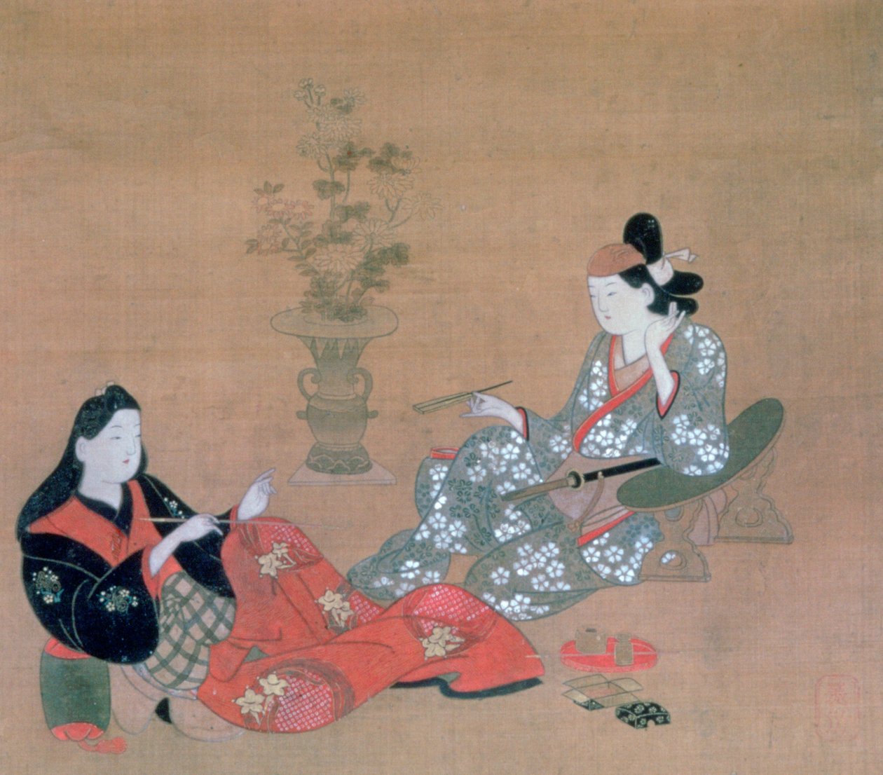 Courtesan Entertaining an Actor by Furuyama Moroshige