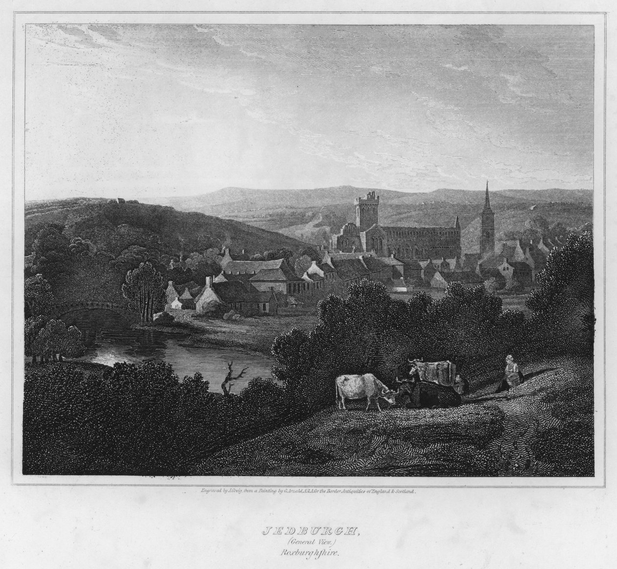 Jedburgh, General View, Roxburghshire by George (after) Arnald