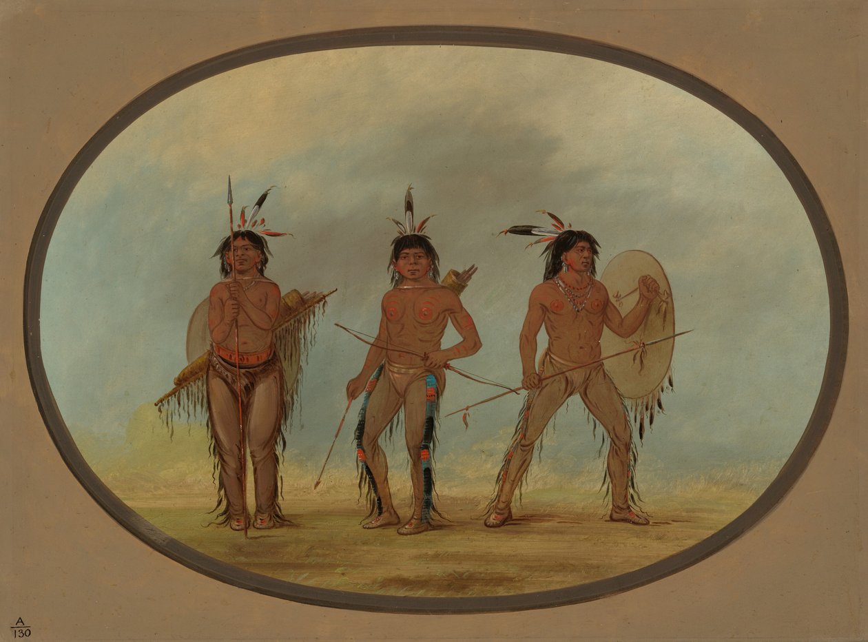 Three Cheyenne Warriors by George Catlin