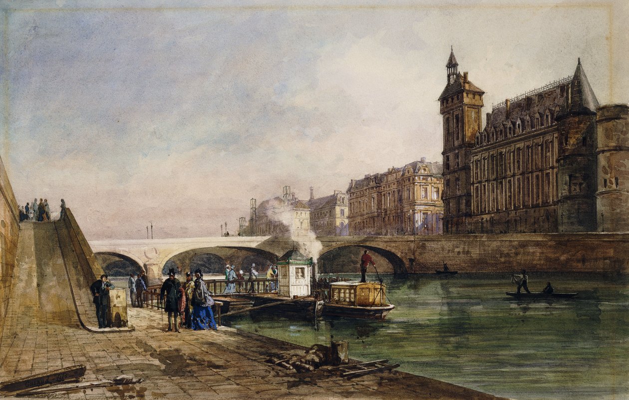 On the Seine, Paris by Georges Francois Guiaud