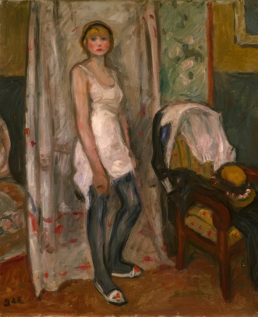 Young woman undressing by Georges d Espagnat