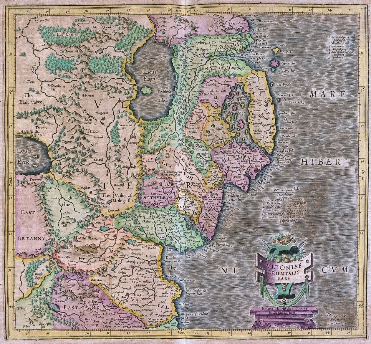 East Ireland by Gerardus Mercator