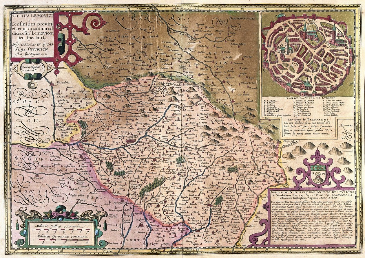 Limoges, France (engraving) by Gerardus Mercator