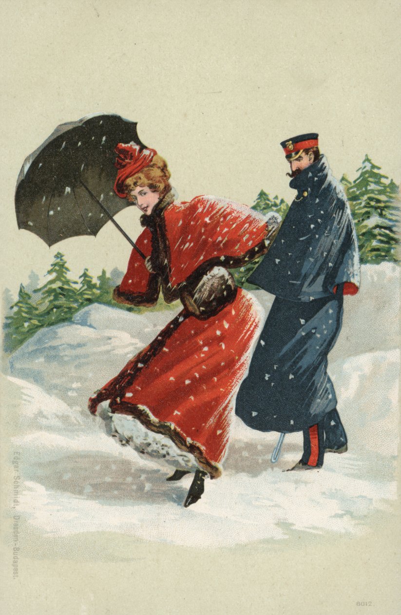 Couple in the snow by German School