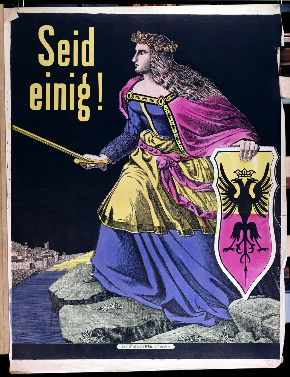 Seid Einig!, German patriotic poster, c.1870 by German School