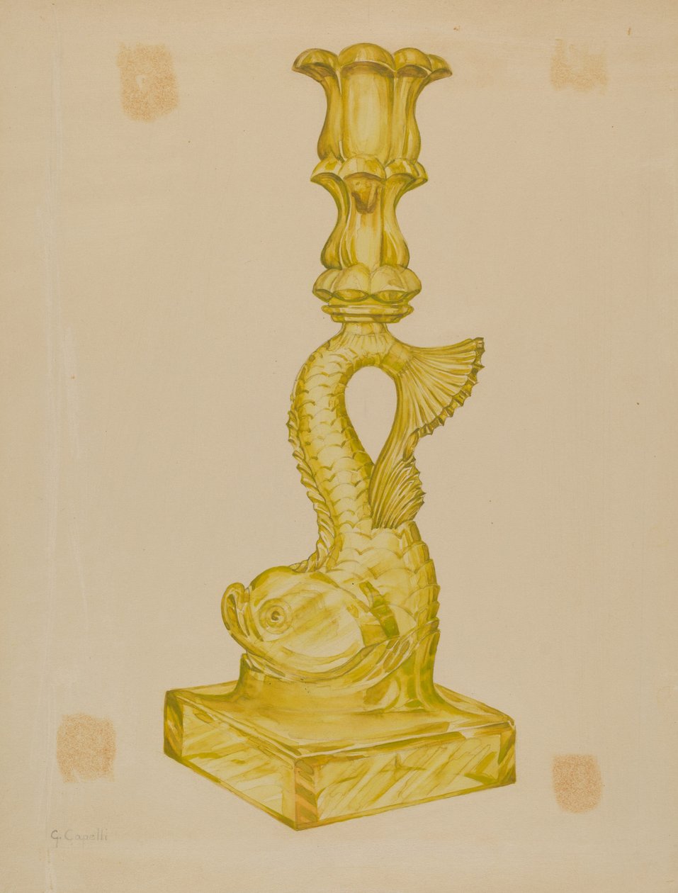 Dolphin Candlestick, 1935-1942 by Giacinto Capelli