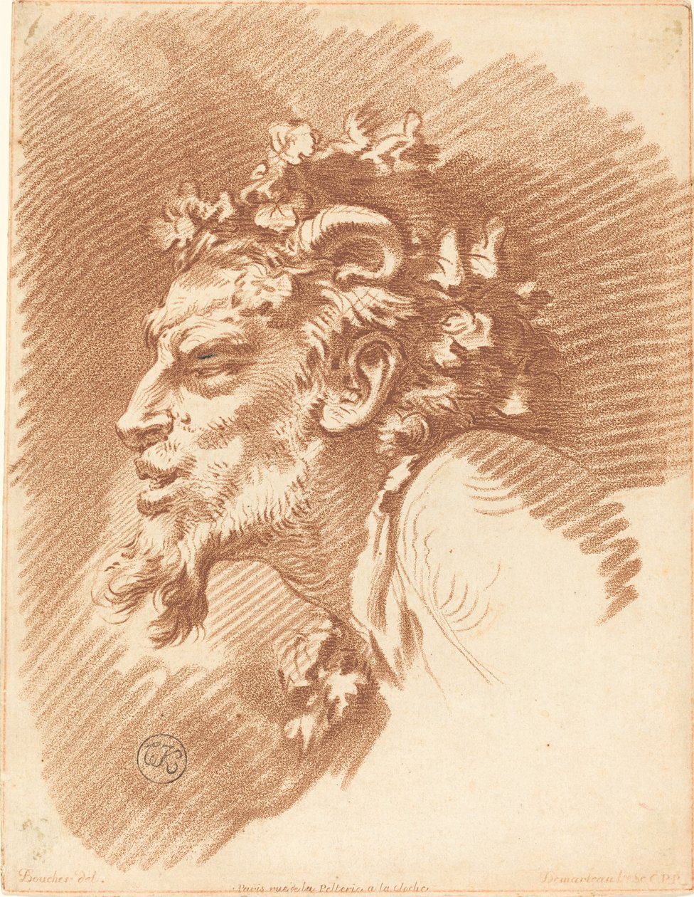 Head of a Faun by Gilles Demarteau