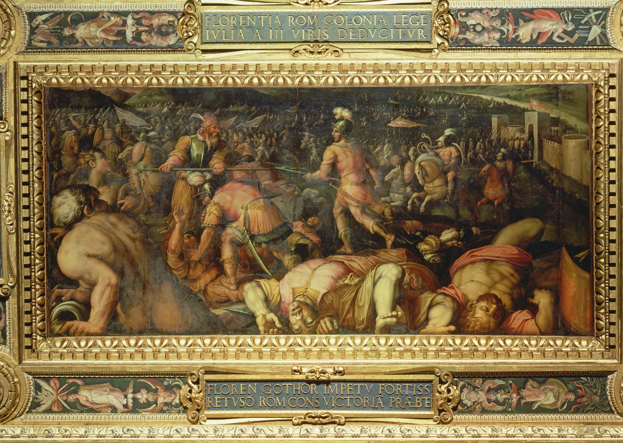 The Defeat of Radagasio from the Ceiling of the Salone dei Cinquecento by Giorgio Vasari