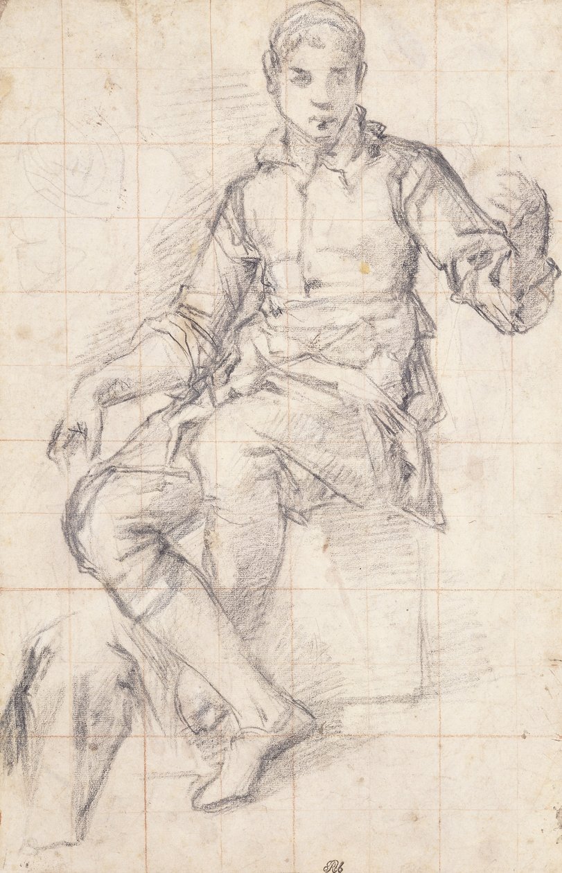 A Seated Boy by Giovanni Battista Naldini