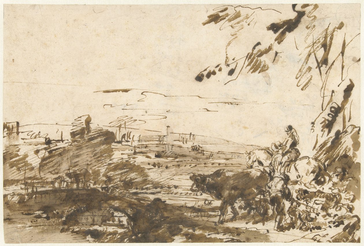 Shepherds with a Flock by Giovanni Benedetto Castiglione