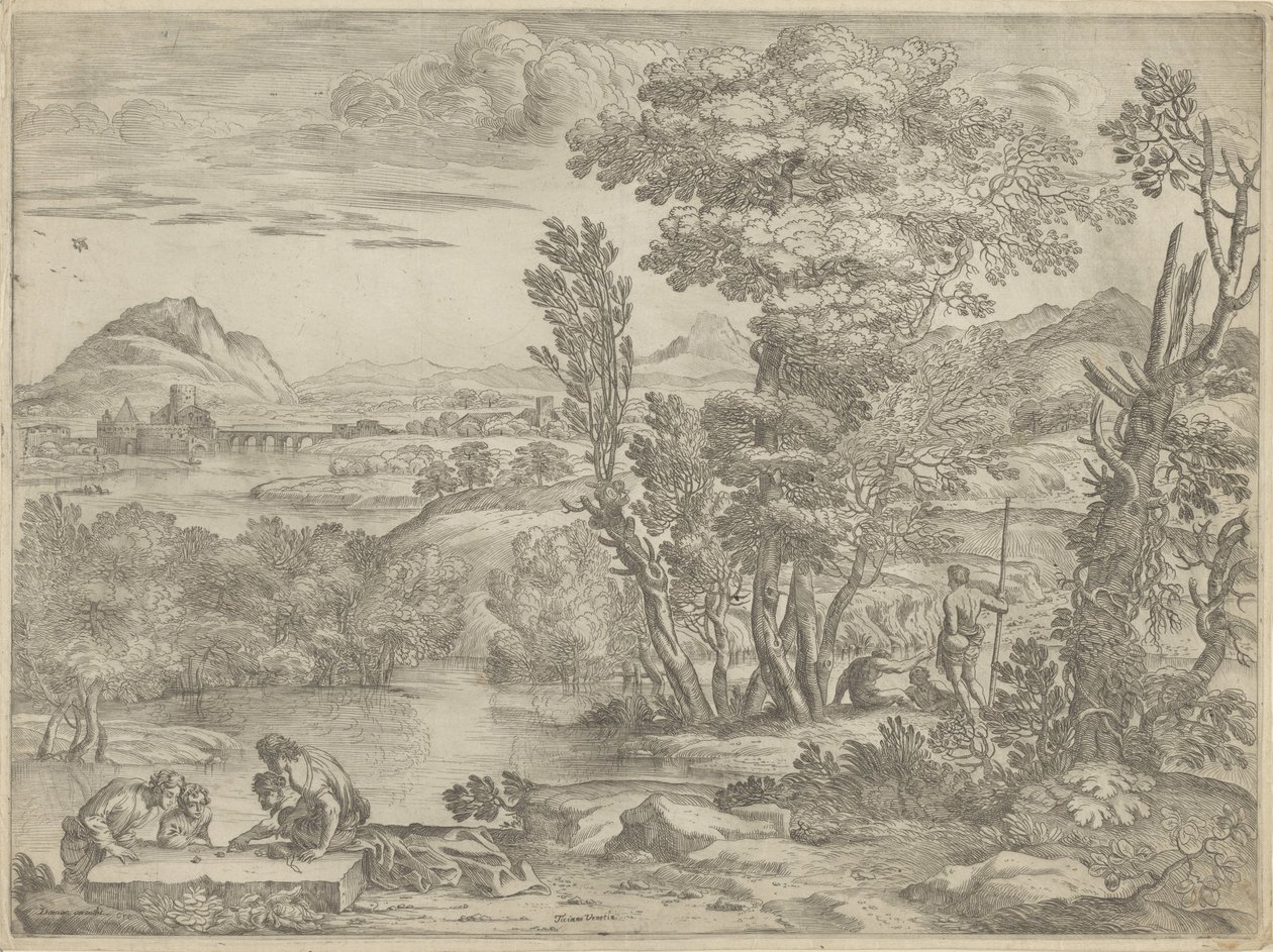 Landscape with Four Gamblers by Giovanni Francesco Grimaldi