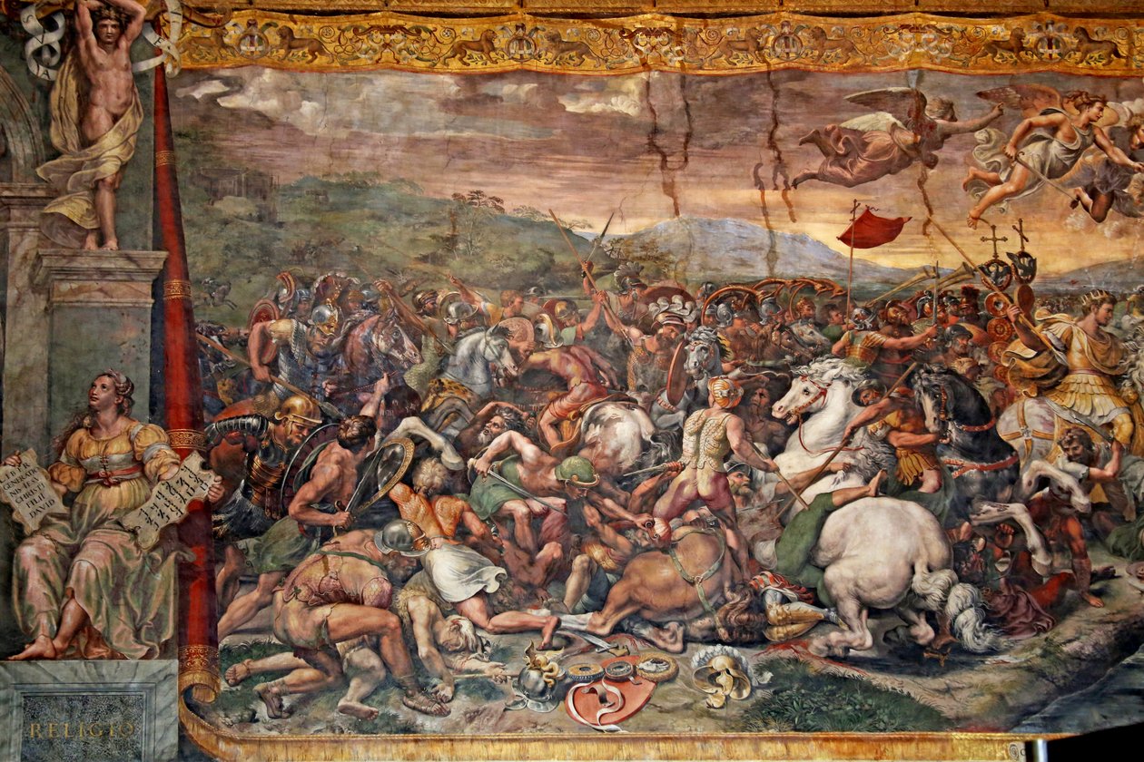 The Battle of Milvian Bridge in the Room of Constantine by Giulio Romano