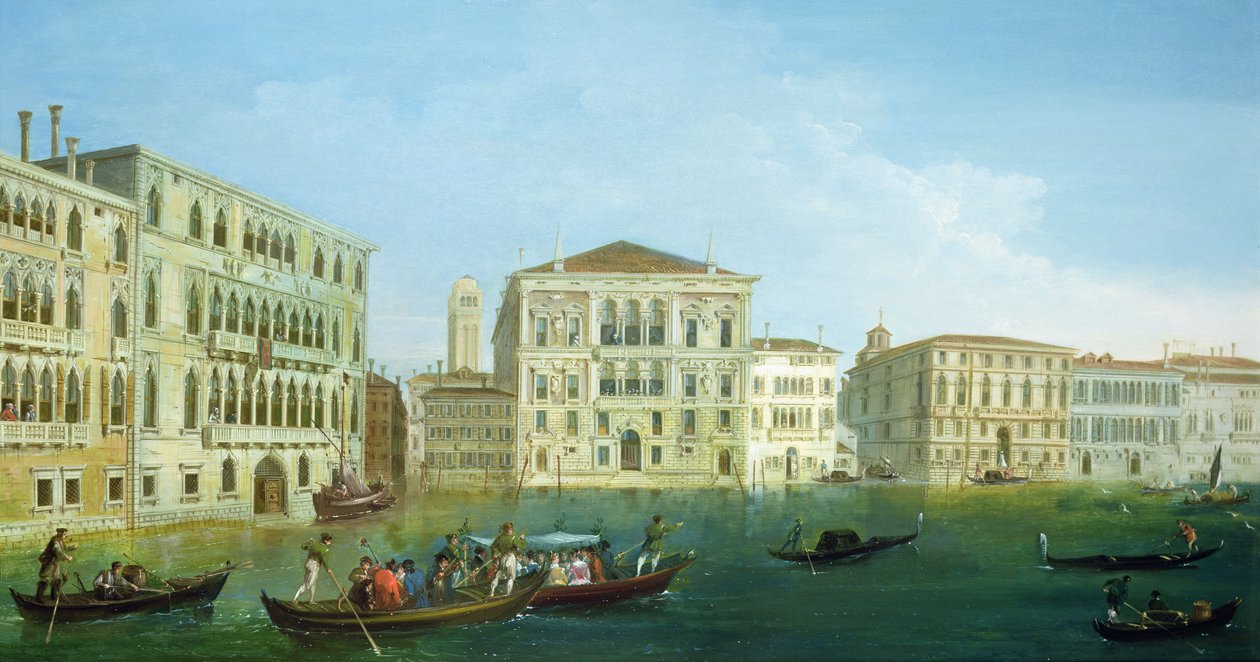 The Casa Foscari and the Palazzo Balbi, from the Grand Canal, Venice by Giuseppe Bernardino Bison