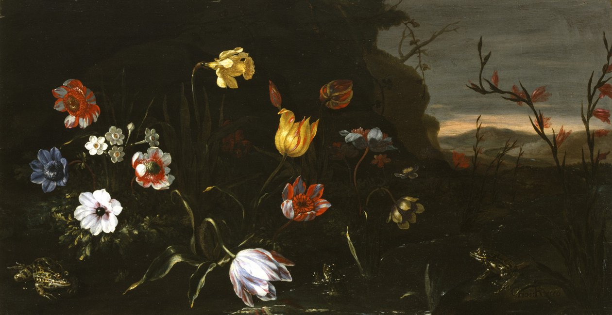 Flowers and Frogs by Giuseppe Recco