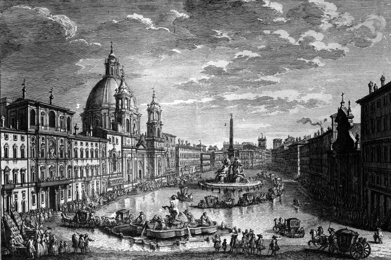 View of the Piazza Navona During the Ferragosto Holiday by Giuseppe Vasi