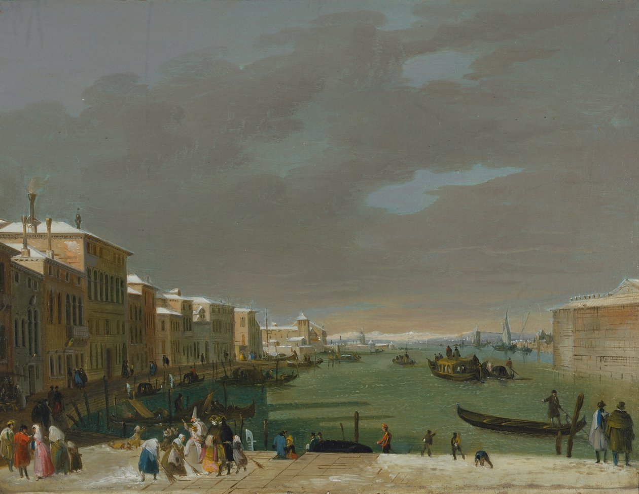 Venice with Snow and Masks by Giuseppe Bernardino Bison